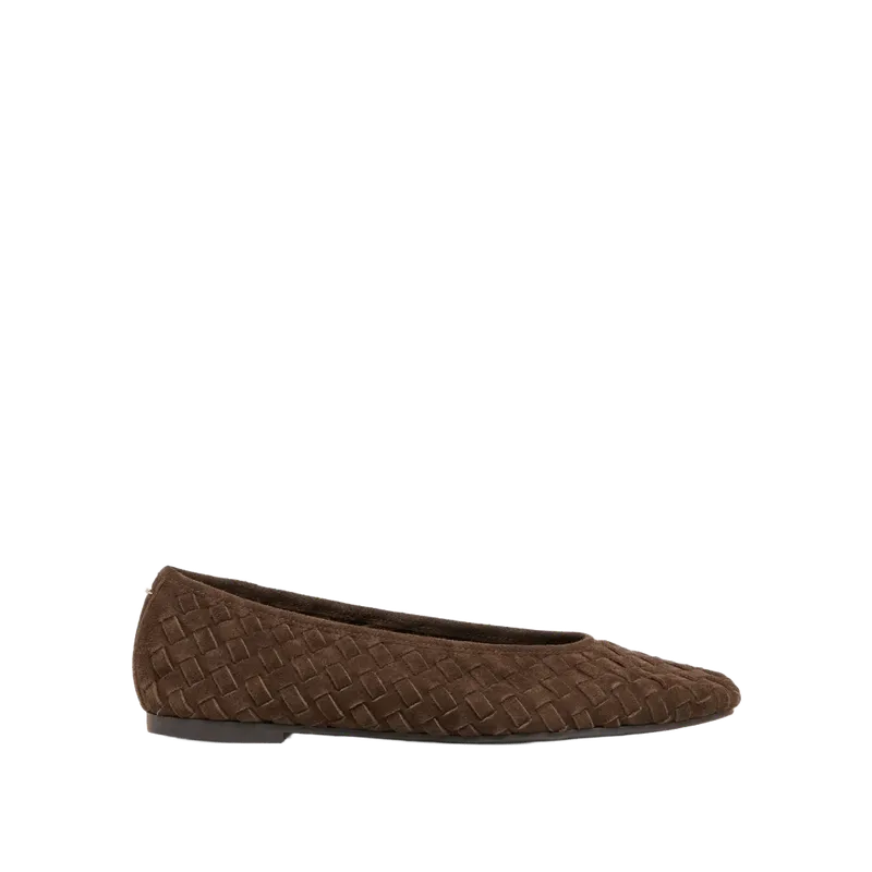 Mycah Ballet Flats Dk Brown Woven Suede