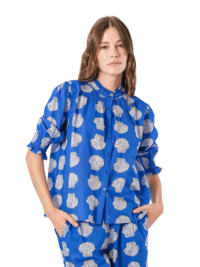 Bergamot Blouse in Blue Shells