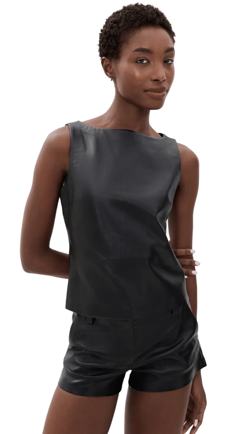 The Vegan Leather Boat Neck Tank