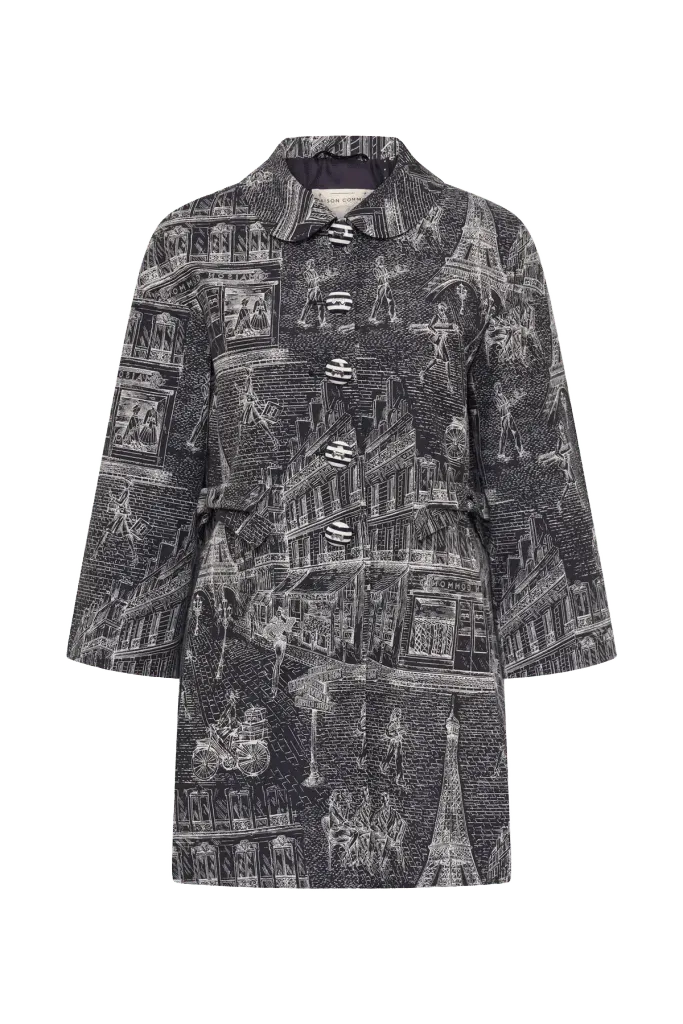 Long Jacquard Jacket With Bows