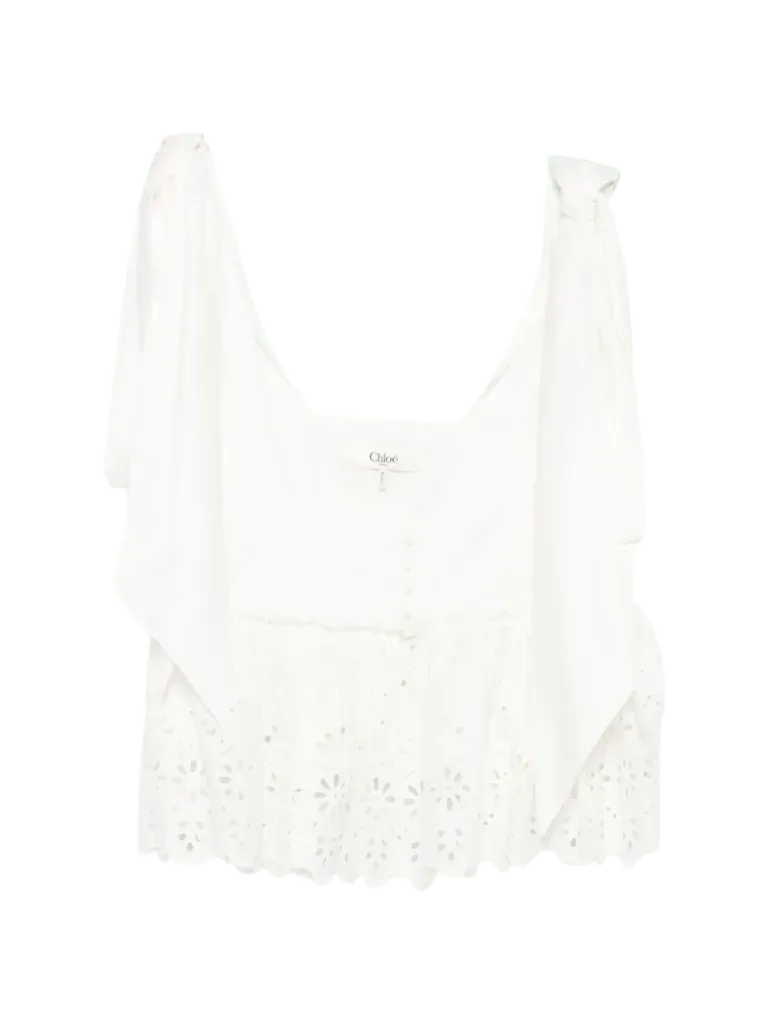 broderie-anglaise bow-detail top
