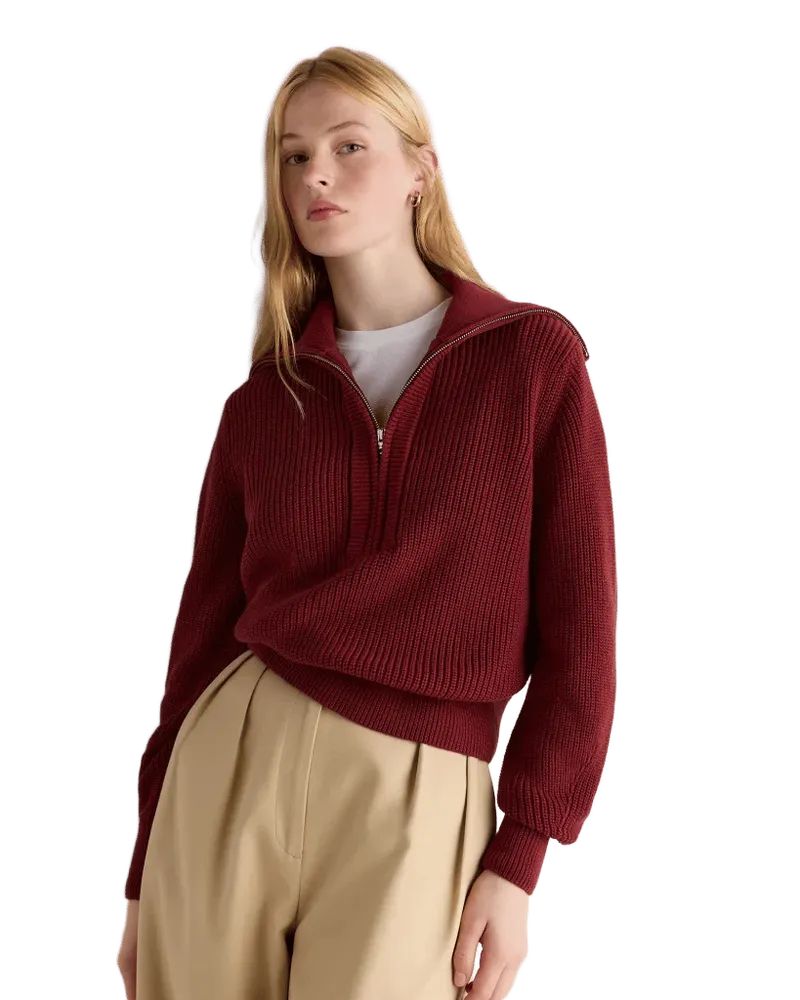 Organic Cotton Collared Quarter Zip Sweater