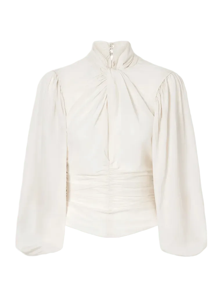 Depsona ruched silk-crepe de chine blouse