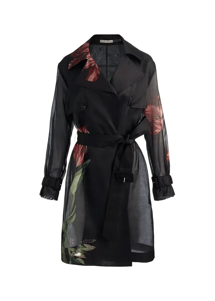 ALICE + OLIVIA Silvia Sheer Trench Coat