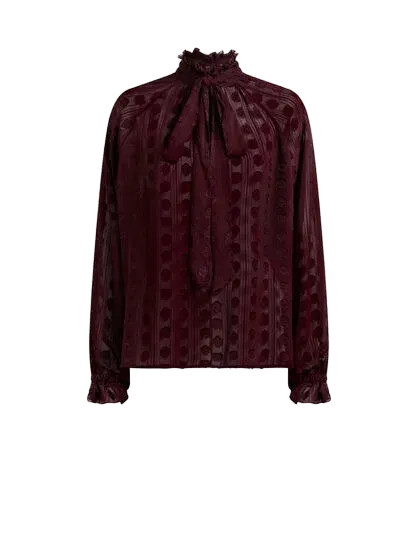 JACQUARD BLOUSE WITH SILK SCARF AND FIL COUPÉ MOTIF