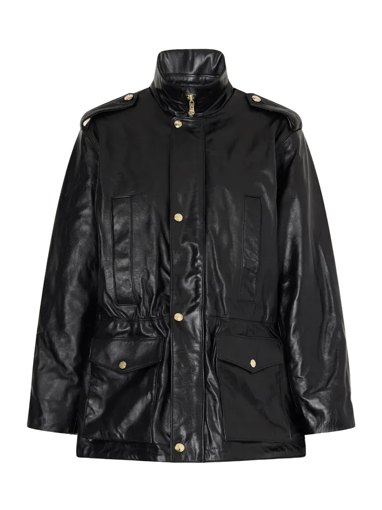 The Blackadder drawstring glossed-leather jacket