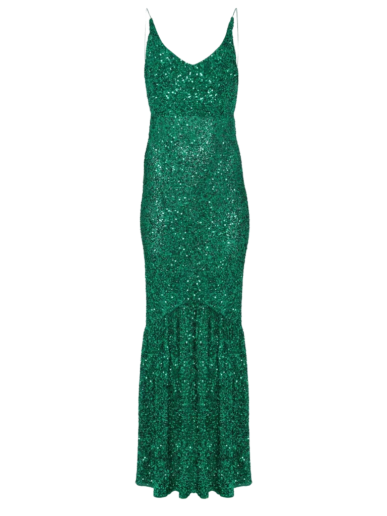 Aidan Long Dress in Emerald Green