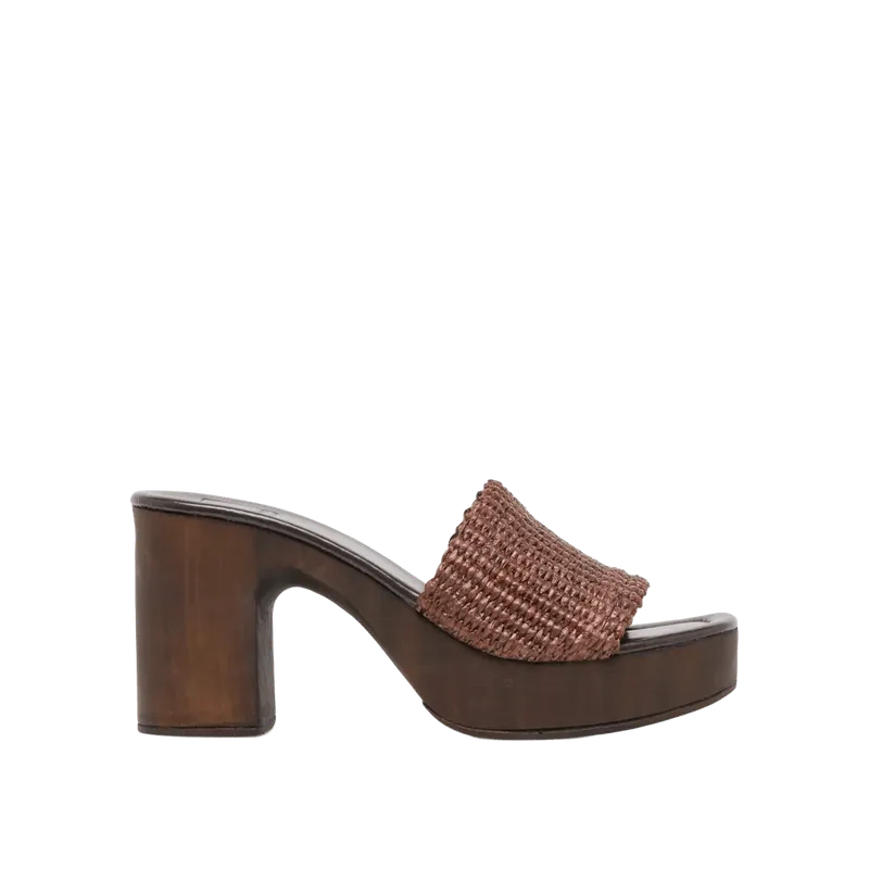 Celest Heels Chocolate Raffia