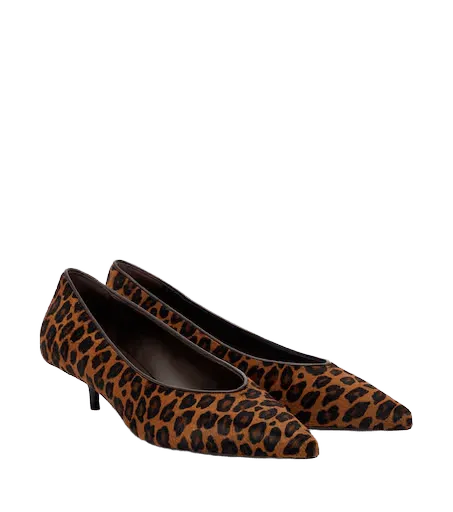 Leopard-print calf hair pumps