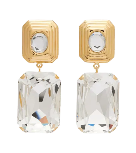 Crystal-embellished clip-on earrings