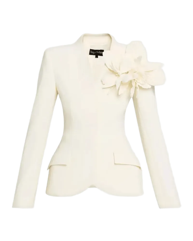 Collarless Slim Tailored Wool-Blend Jacket