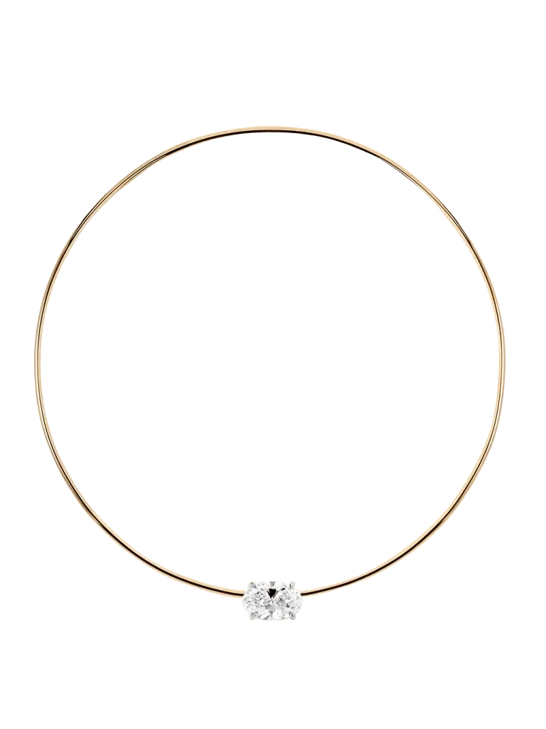 14K ROWE OVAL-CUT COLLAR IN 7 CTS LAB DIAMOND, 14K YELLOW GOLD