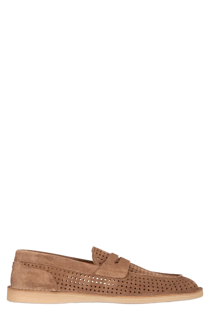 Dolce & Gabbana Perforated Calfskin Loafer — Brown