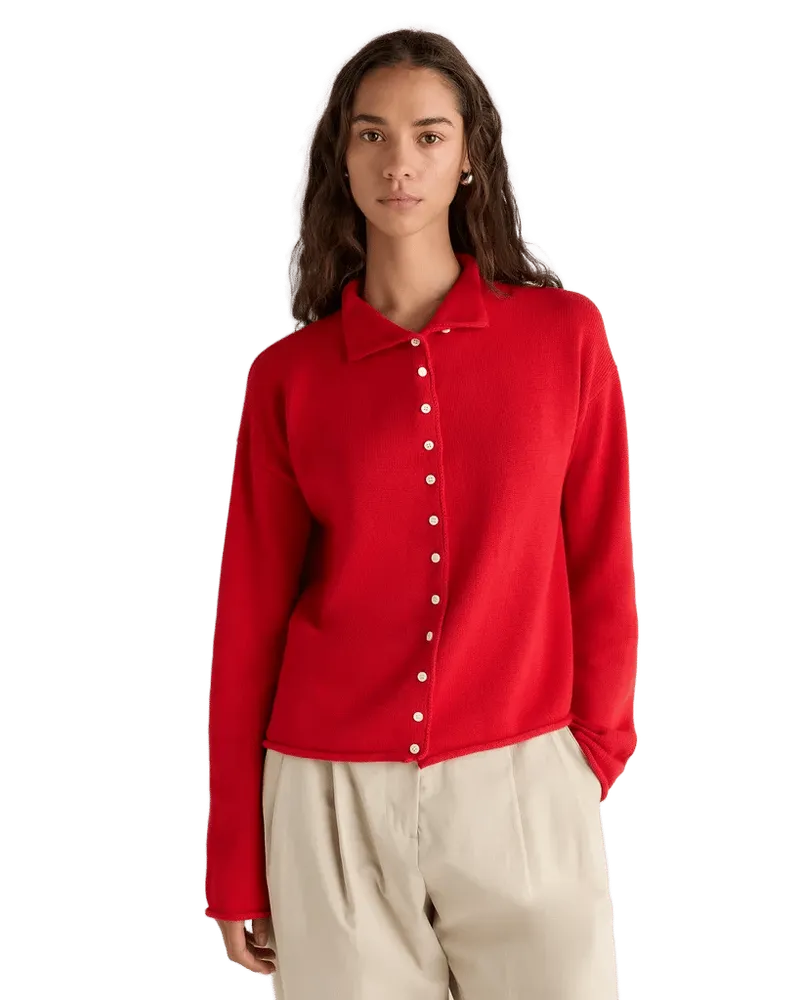 Cotton Cashmere Roll Neck Cardigan