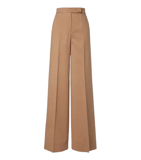 Camel hair wide-leg pants