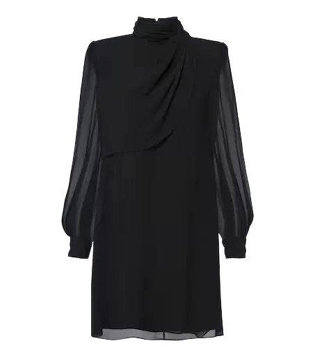 Draped silk georgette minidress