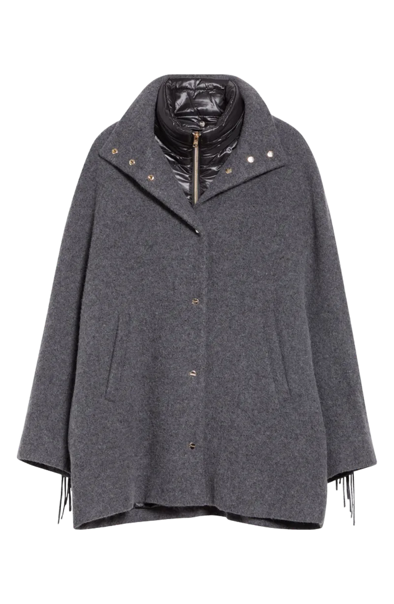 Fringed Alpaca, Nylon & Wool Jacket with Ultralight Bib Inset