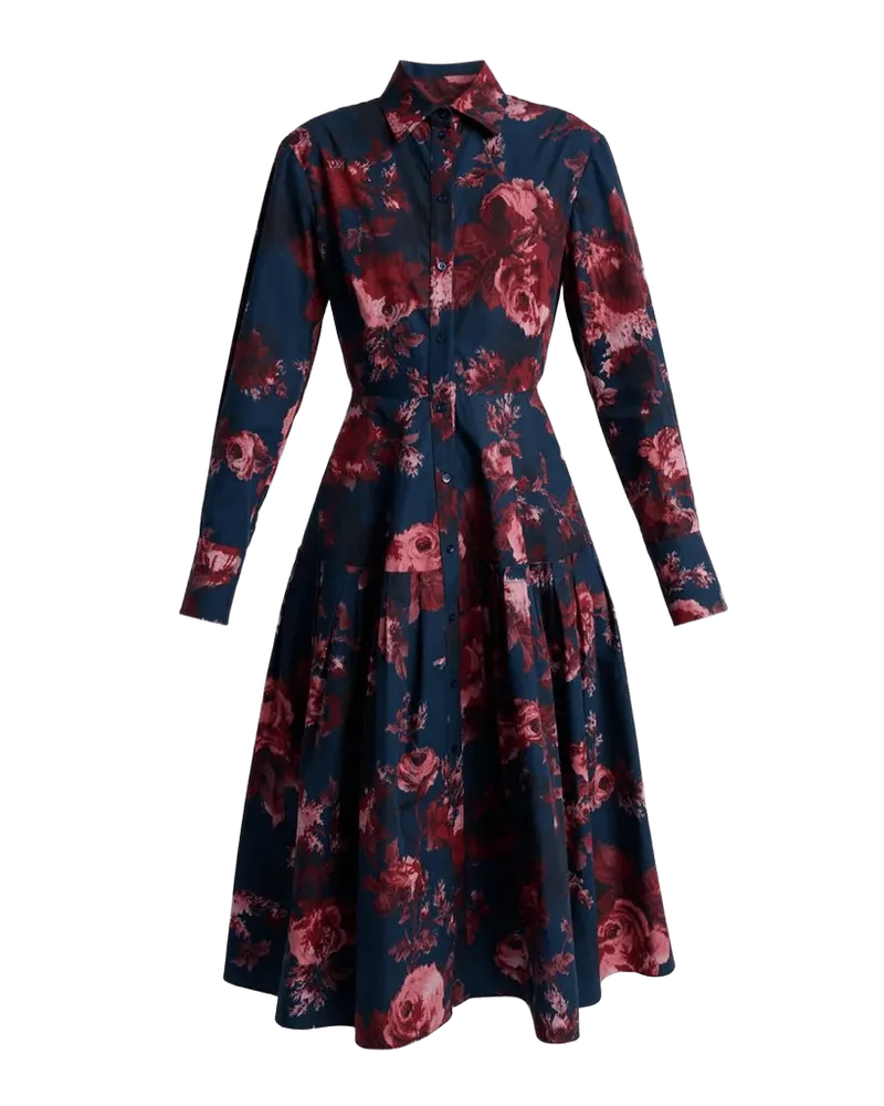 Floral Cotton Midi Shirtdress