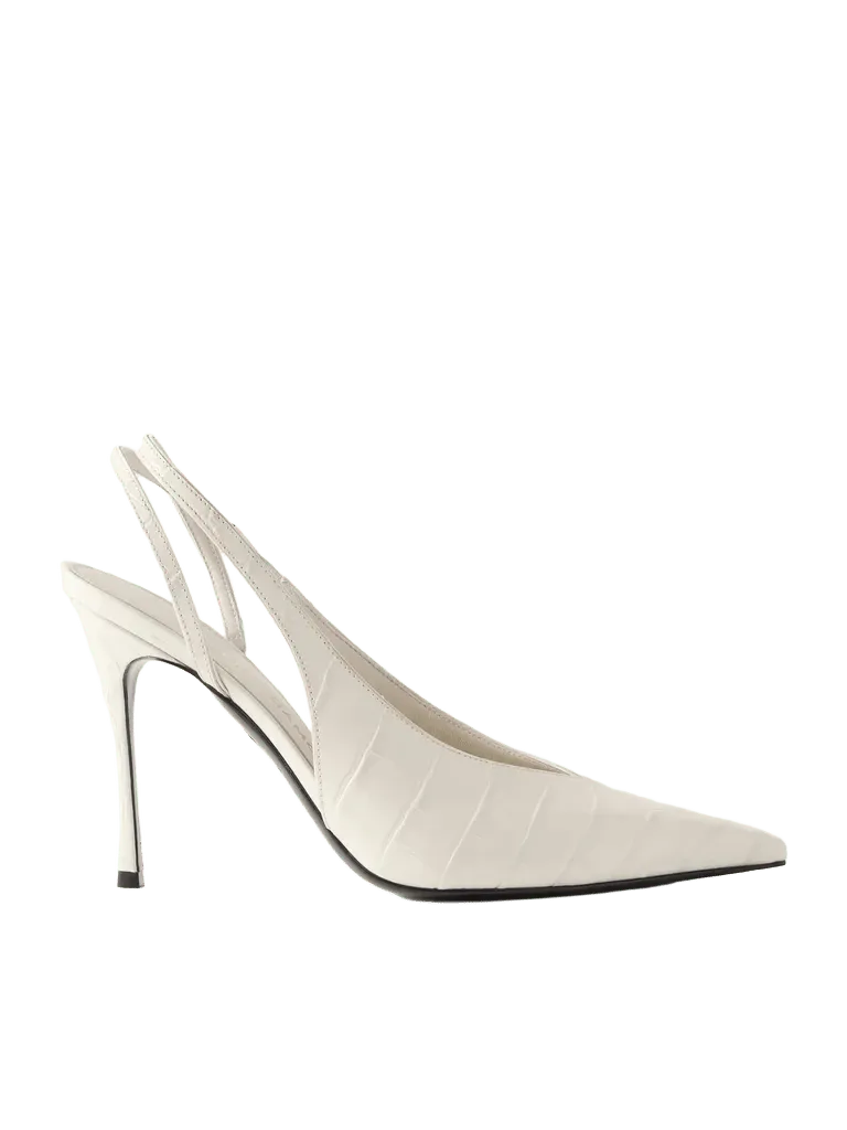 Cressy 95 croc-effect patent-leather slingback pumps
