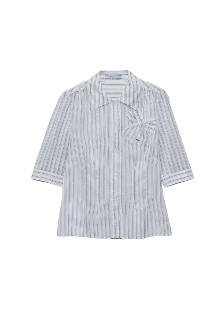 Striped Cupro Short-Sleeve Shirt