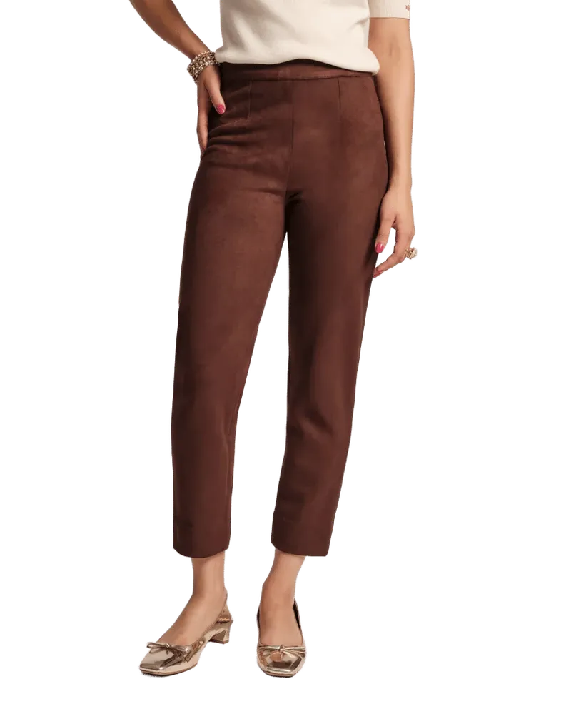 Lucy Microsuede Cigarette Pant - Chocolate