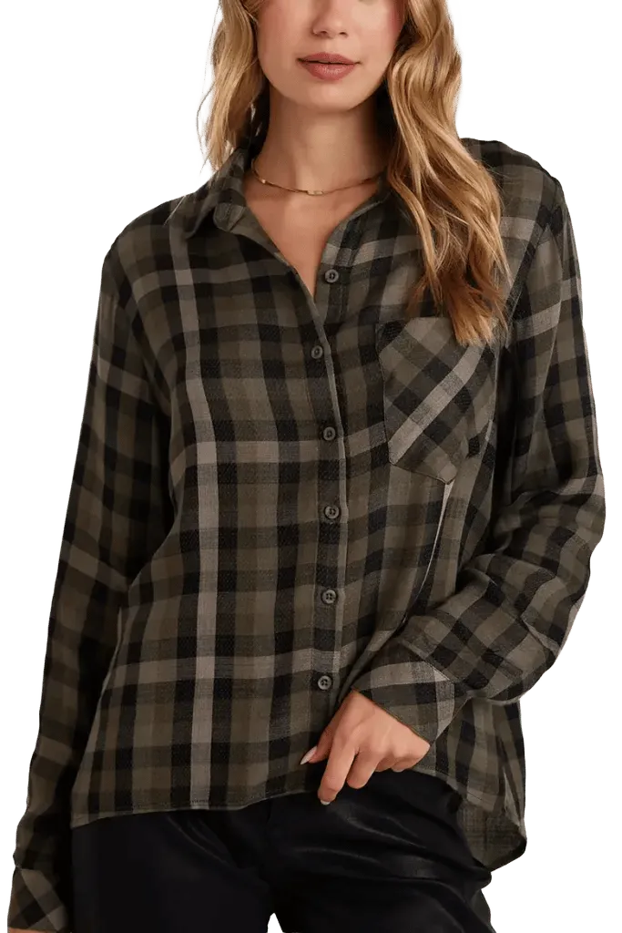 Plaid Slouchy Pocket Button Down Shirt