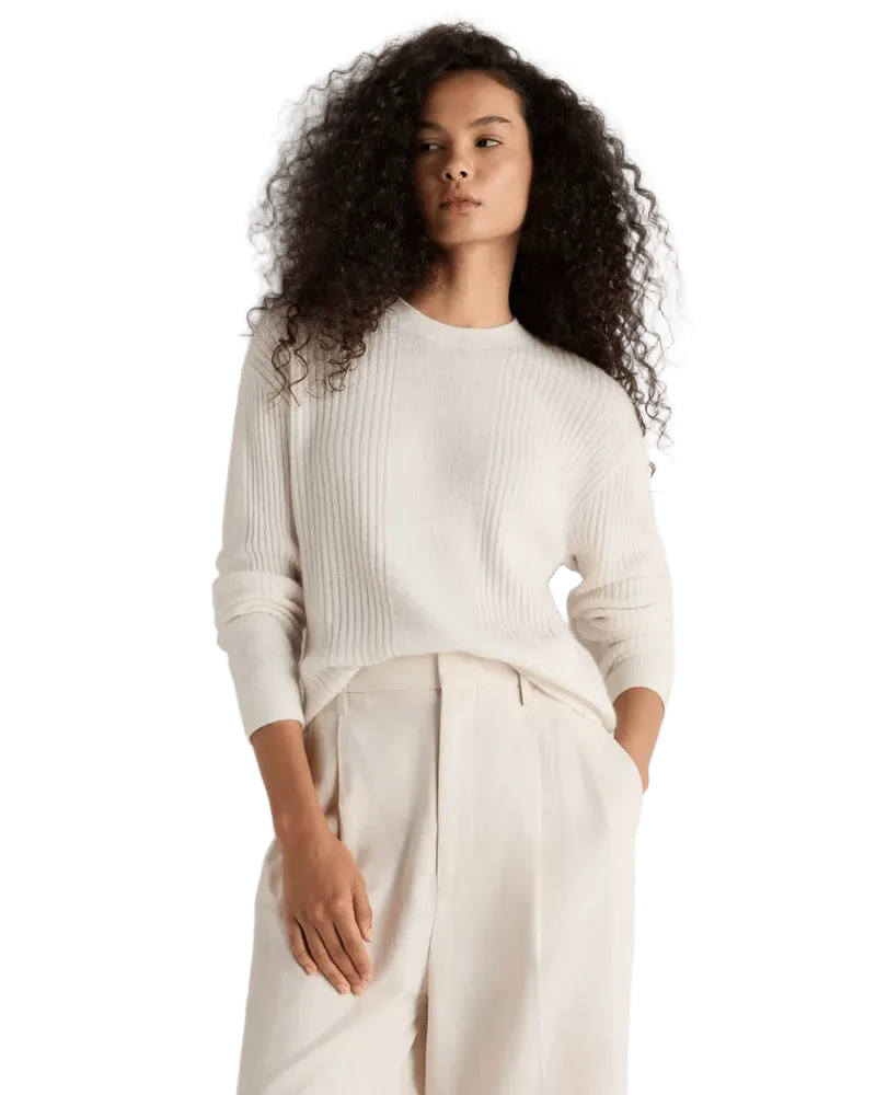 Lightweight Baby Alpaca Relaxed Ribbed Crewneck