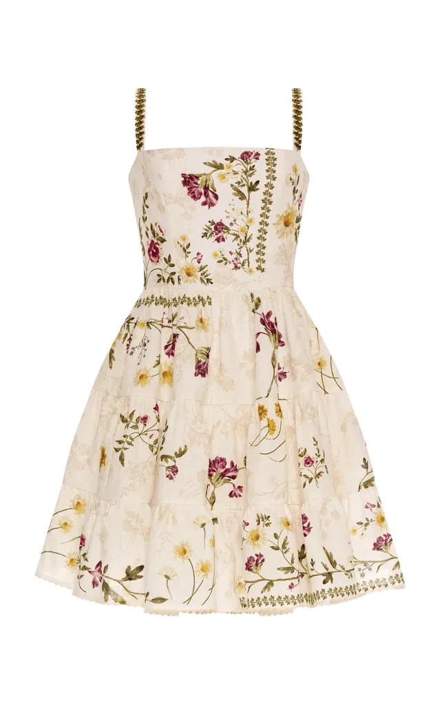 Lima Tiered Floral Linen Mini Dress