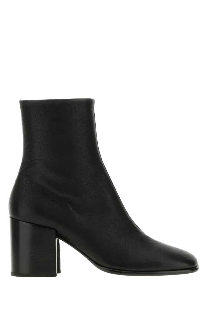 Dries Van Noten Leather Block-Heel Boot — Black