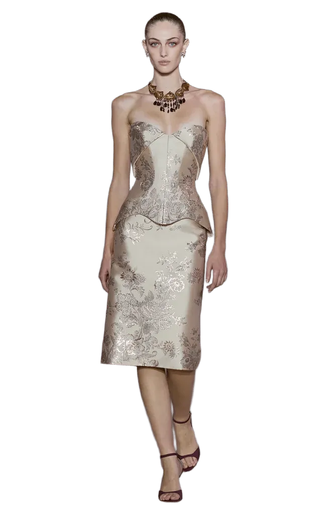 Floral Brocade Silk-Blend Corset Top