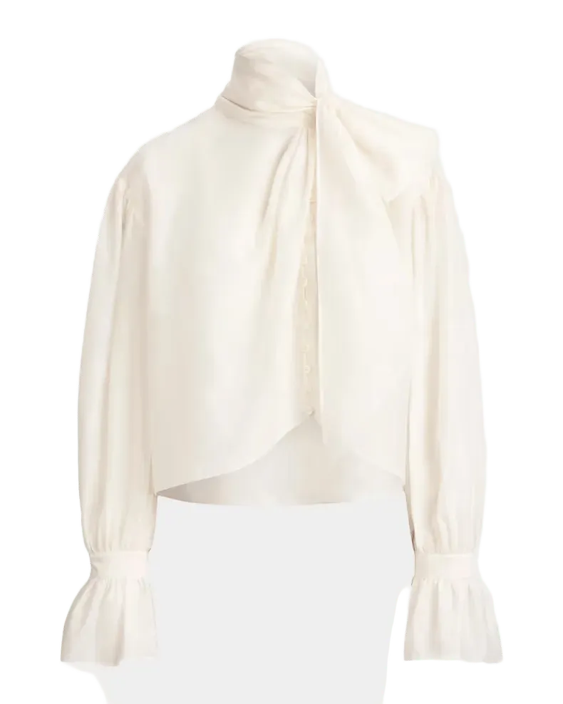 Tieneck Cotton-Silk Organdy Shirt