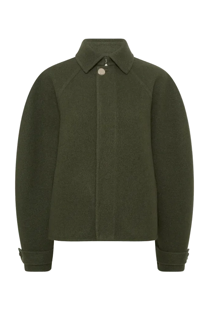 Ombu Cocoon Jacket in Deep Olive Cashmere Felt