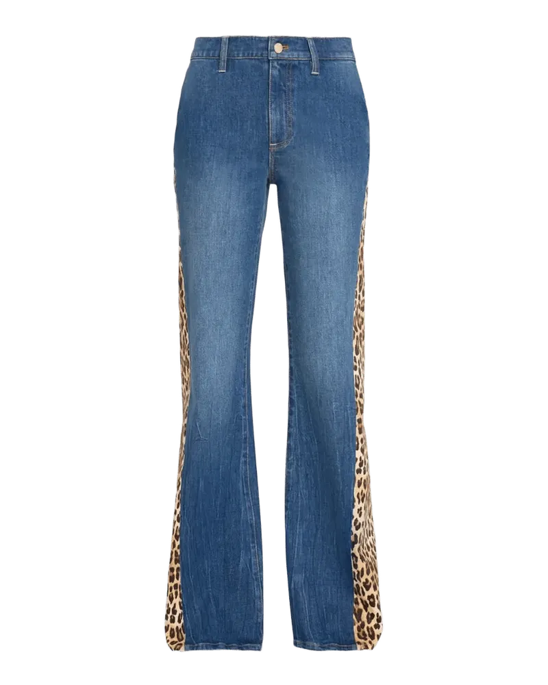 Leopard Godet Wide-Leg Jeans