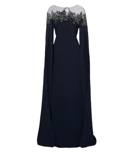 Embellished crêpe gown