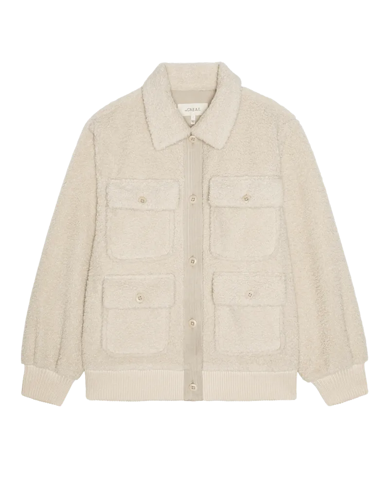 The Patch Pocket Plush Jacket. -- Cream