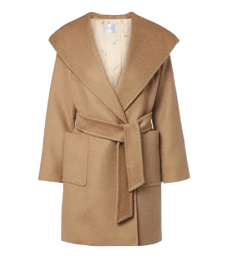 Camel hair wrap coat