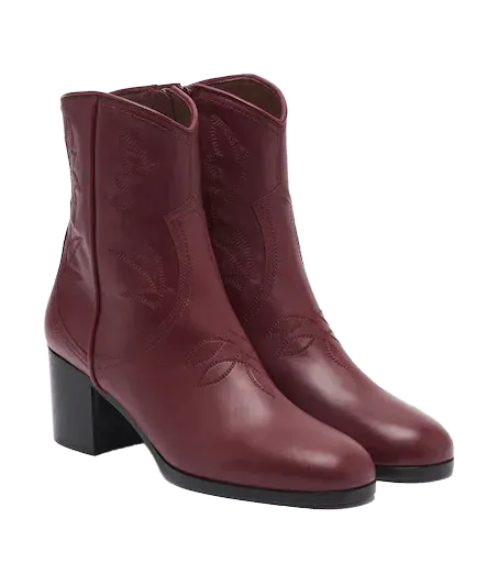 VLogo embroidered leather cowboy boots