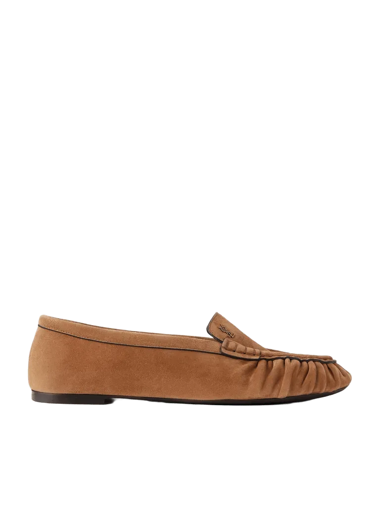 Loaferino gathered suede ballet flats