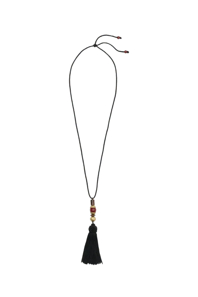 Rossa Tassel Necklace with Natural Stone Beads