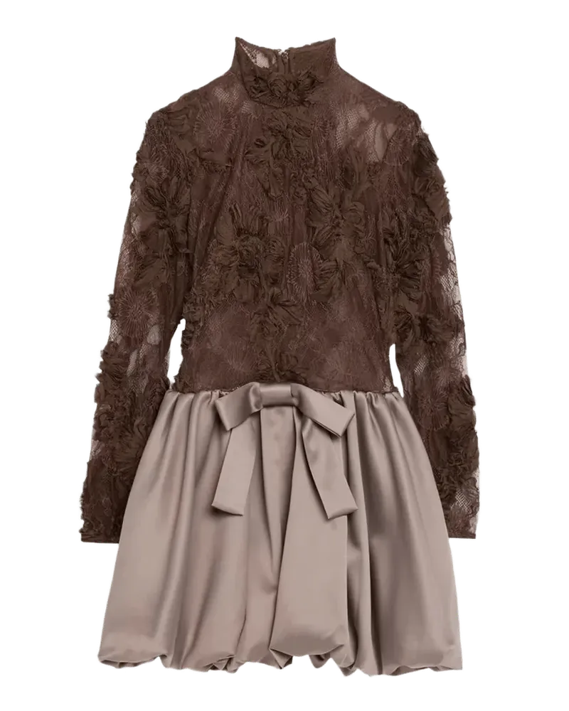 Jette Mixed-Media Lace Bubble Mini Dress