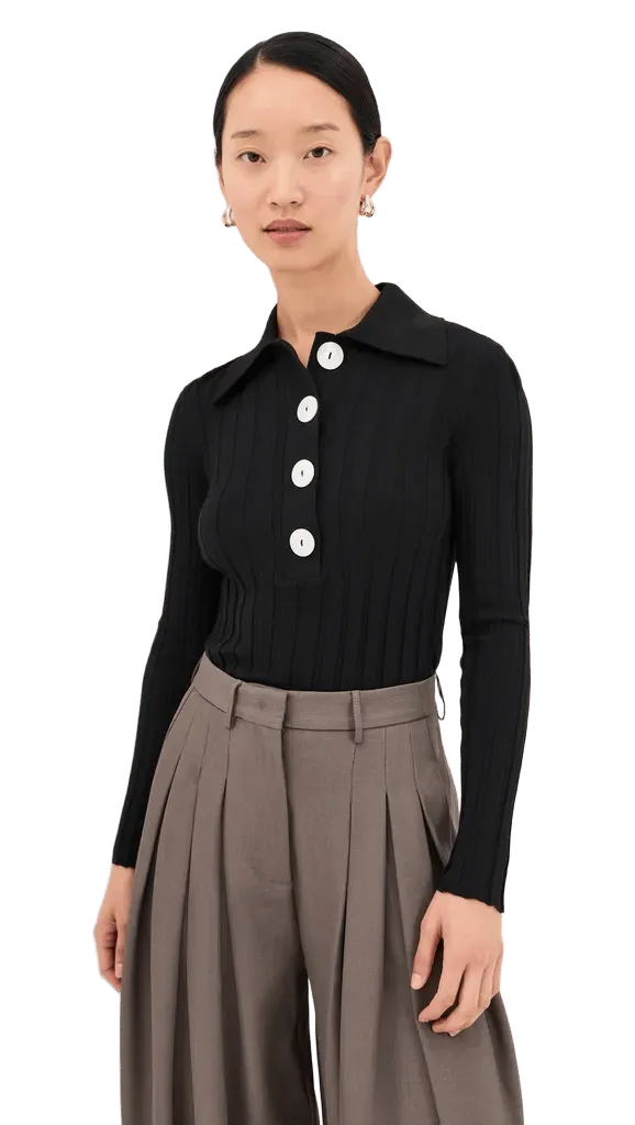 Sugarman Long Sleeve Polo Wool Top