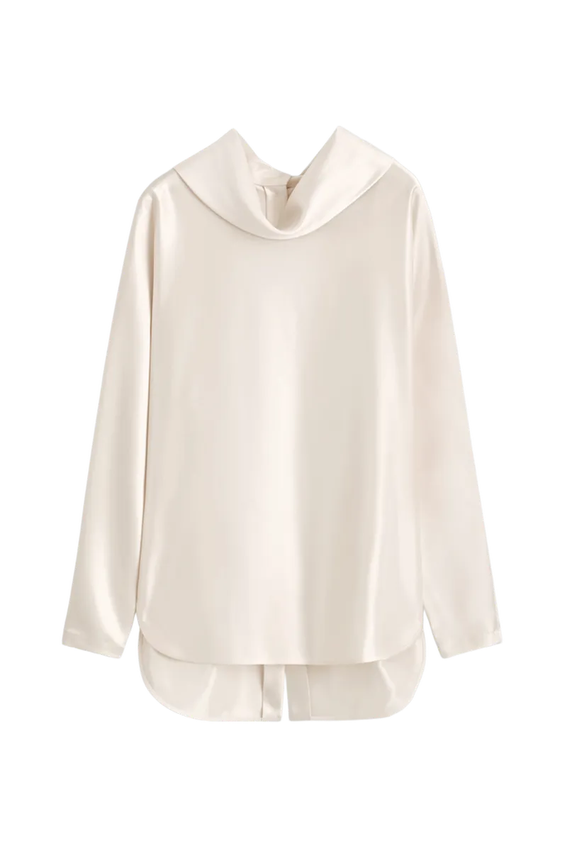 COWL-NECK SATIN BLOUSE