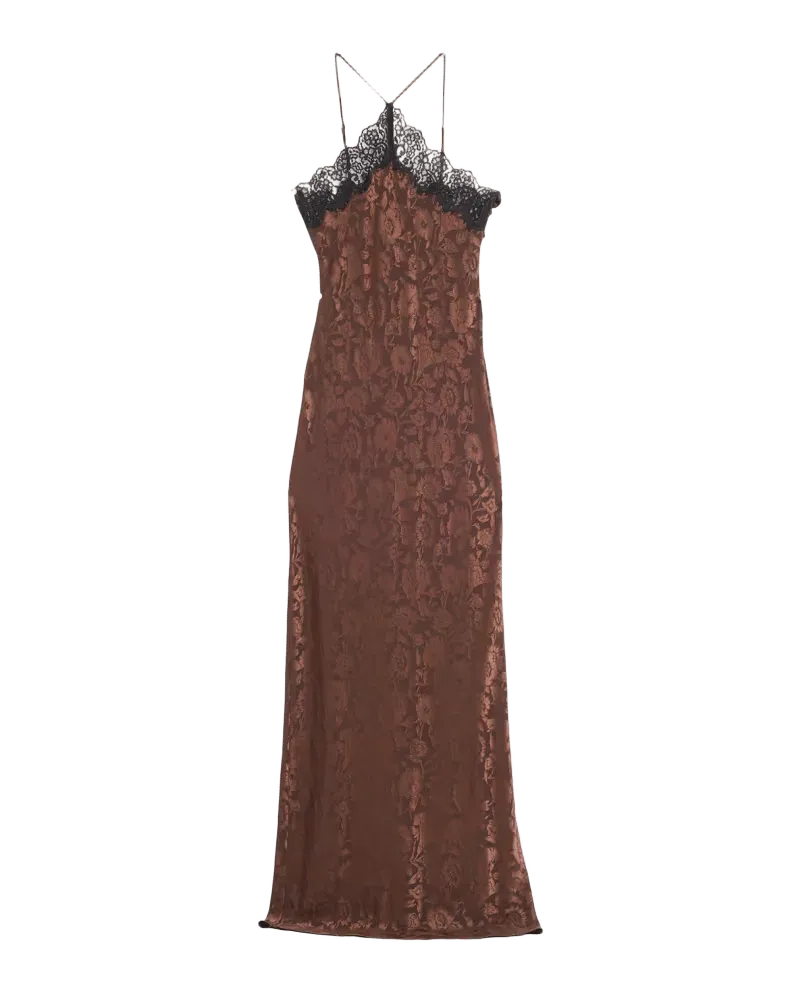 Rue Jacquard Lace-Trim Maxi Dress