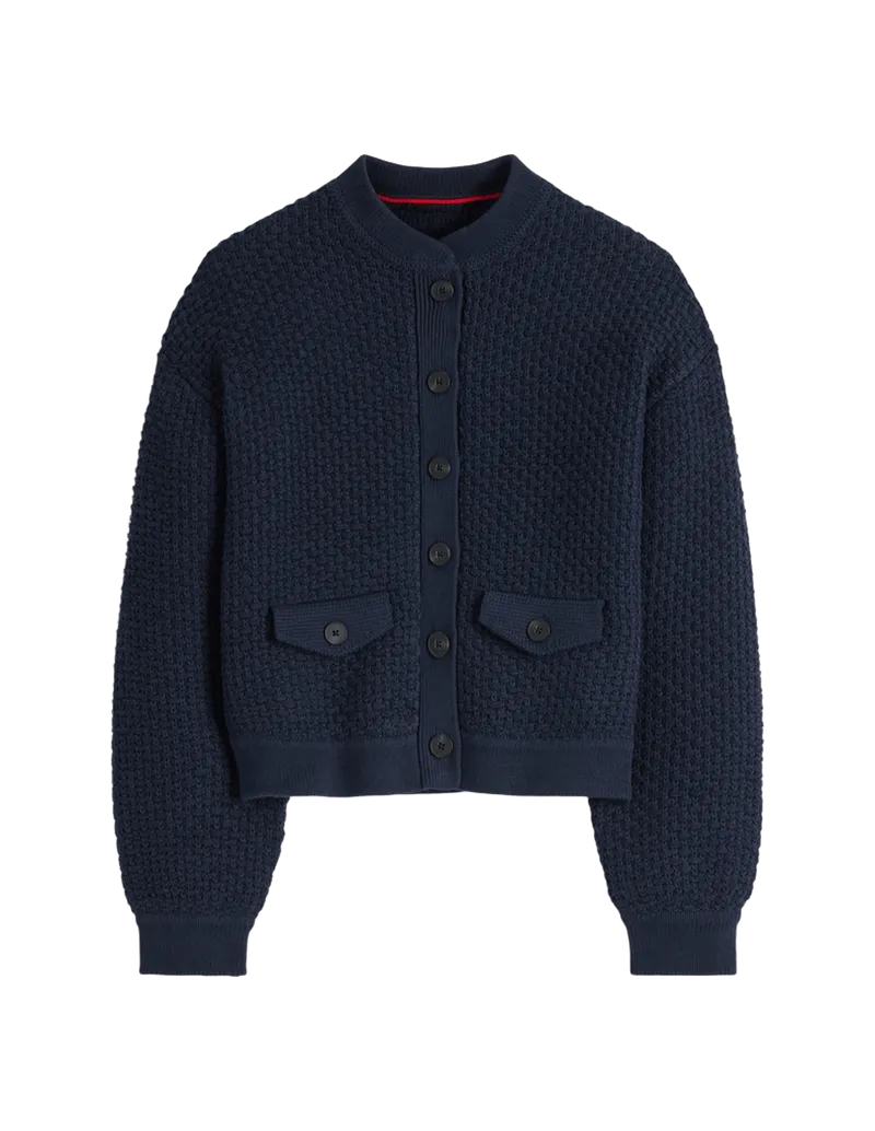 Textured Knitted Bomber Jacket