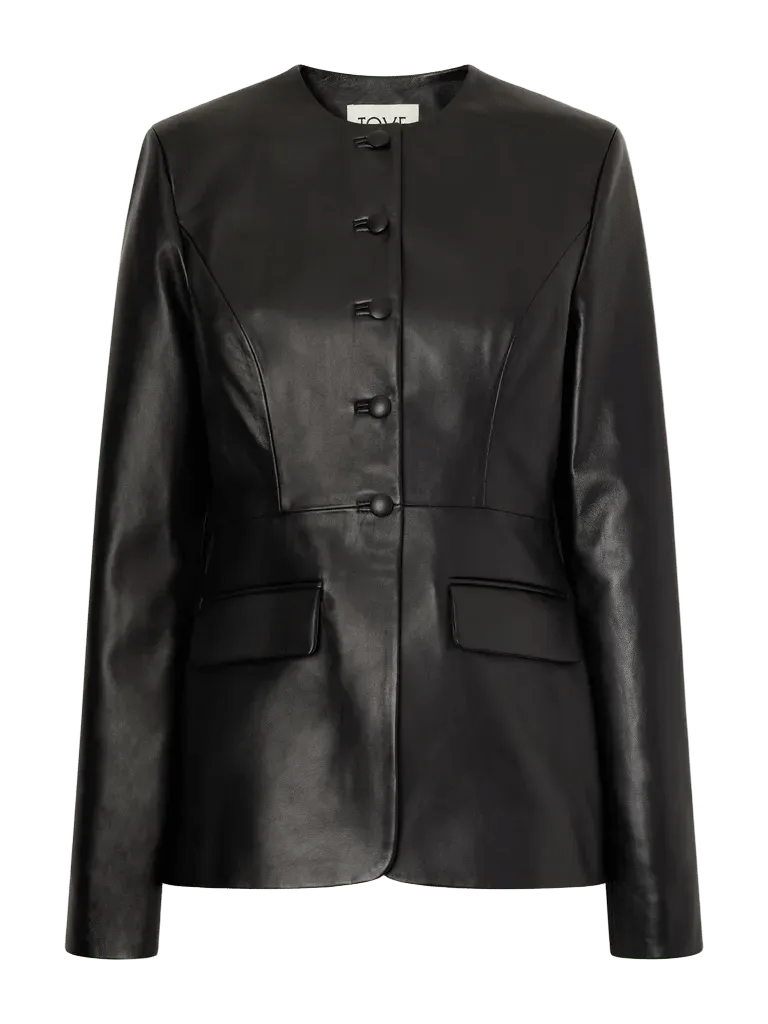 Jed darted paneled leather jacket