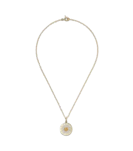 Mini Roi Soleil 18kt gold pendant necklace with diamonds and citrines