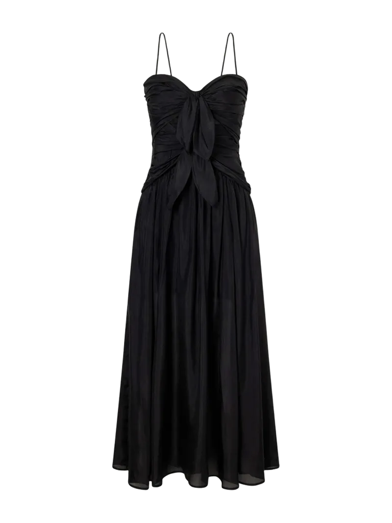 Aster cutout gathered silk-chiffon midi dress