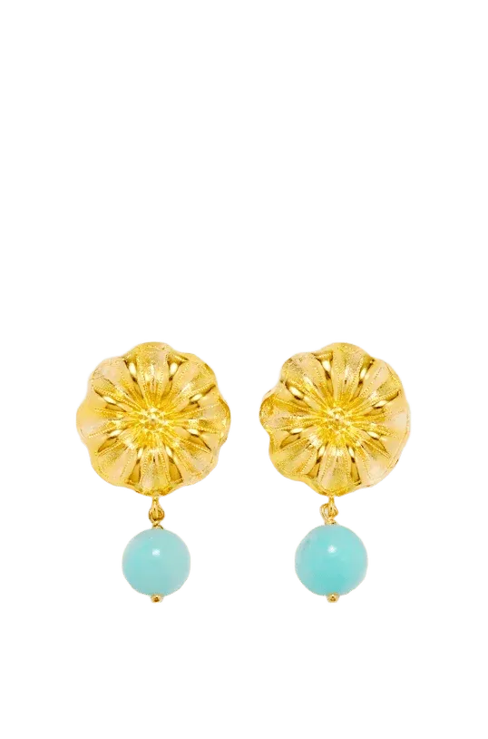 Daisy pearl earrings - Gold & Blue