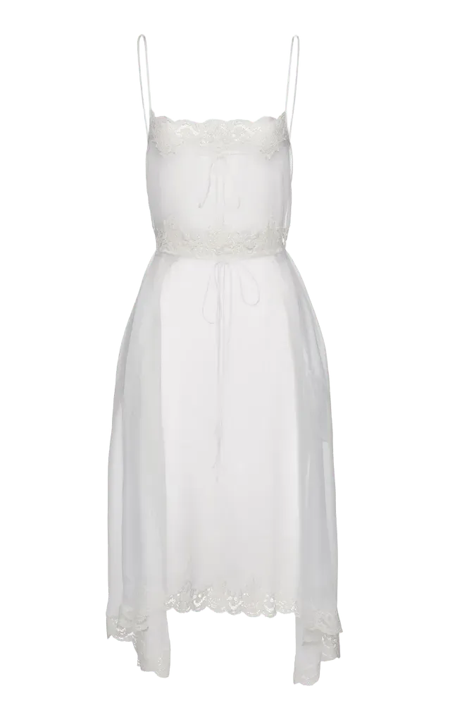 Lace Trimmed Silk Midi Dress