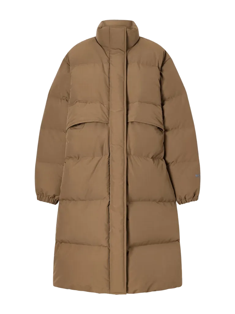Logo-appliquéd quilted shell down coat